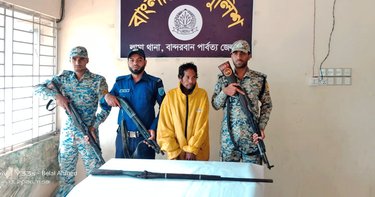 লামায় পুলিশের অভিযানে দেশীয় তৈরি আগ্নেয়াস্ত্রসহ সাজাপ্রাপ্ত আসামি গ্রেপ্তার