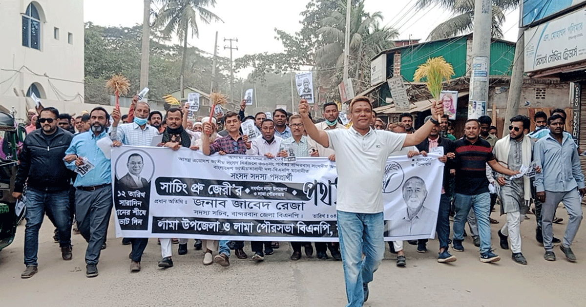 লামায় ধানের শীষের সর্ববৃহৎ পথসভায় জাবেদ রেজা