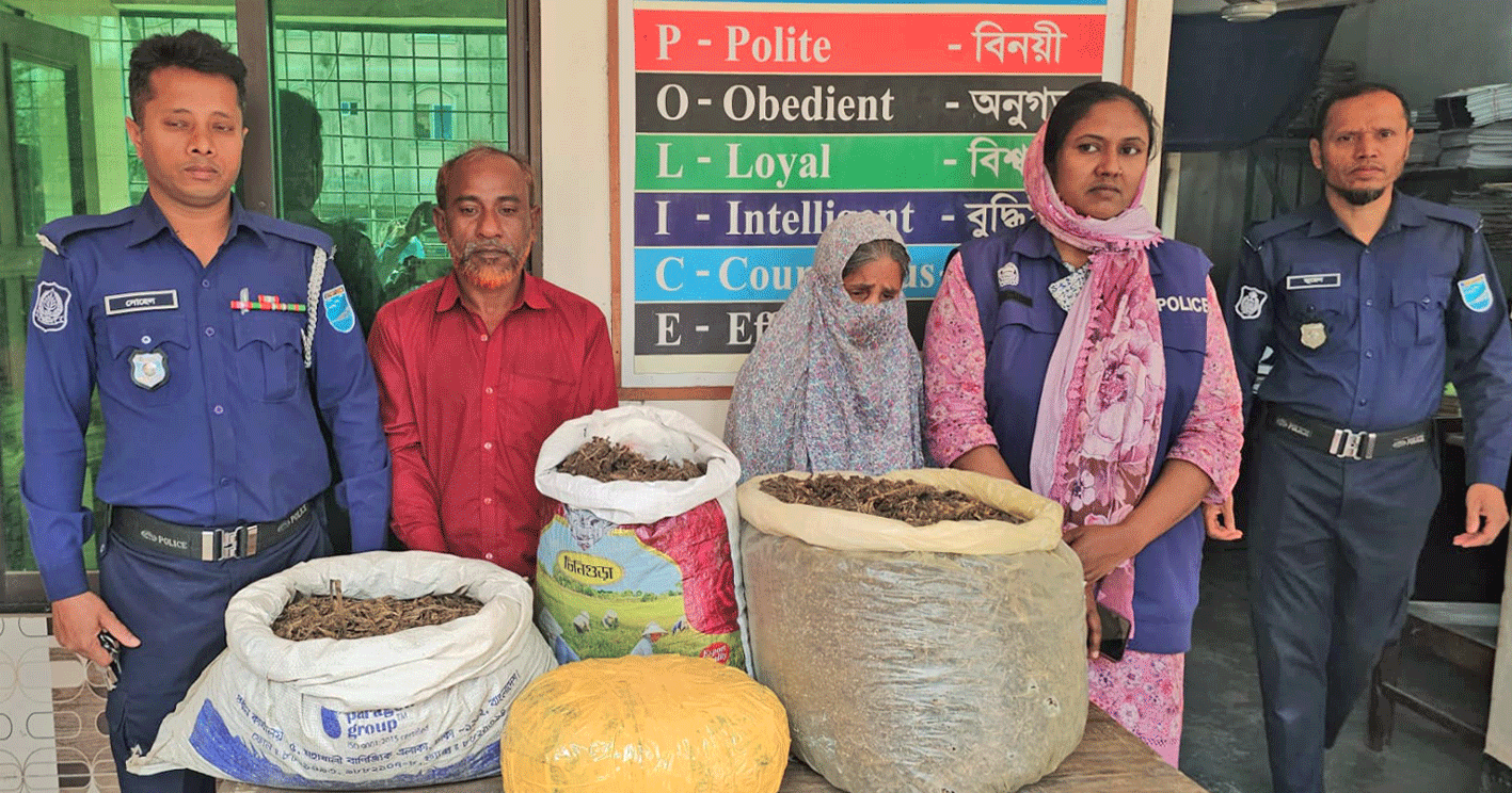 কুলিয়ারচরে ১৬ কেজি গাঁজাসহ ২ মাদক ব্যবসায়ী আটক