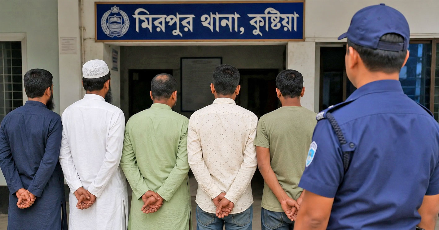 কুষ্টিয়ায় মাদক ব্যবসায়ীকে ছাড়াতে গিয়ে জামায়াত-বিএনপির ৫ নেতা থানা হেফাজতে
