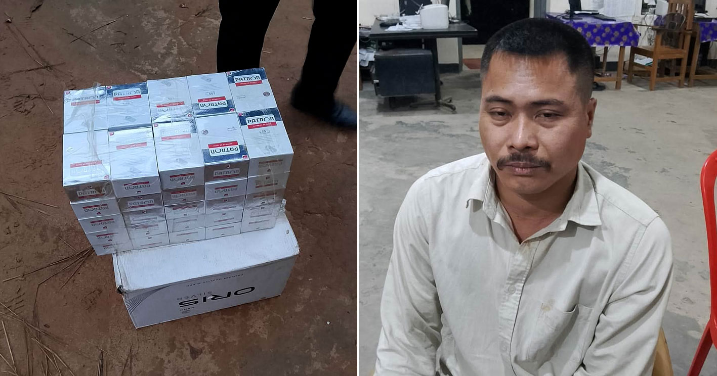 খাগড়াছড়ির সদরস্থ ধর্মপুর এলাকায় যৌথ বাহিনীর অভিযানে ব্যক্তি সহ বিদেশি সিগারেট জব্দ