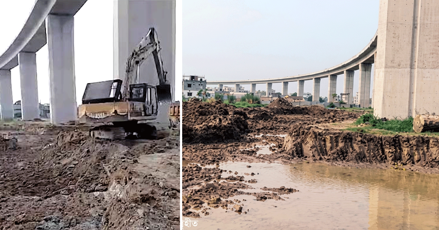 পদ্মা রেলসেতুর পিলারের নিচ থেকে মাটি কাটার অভিযোগ