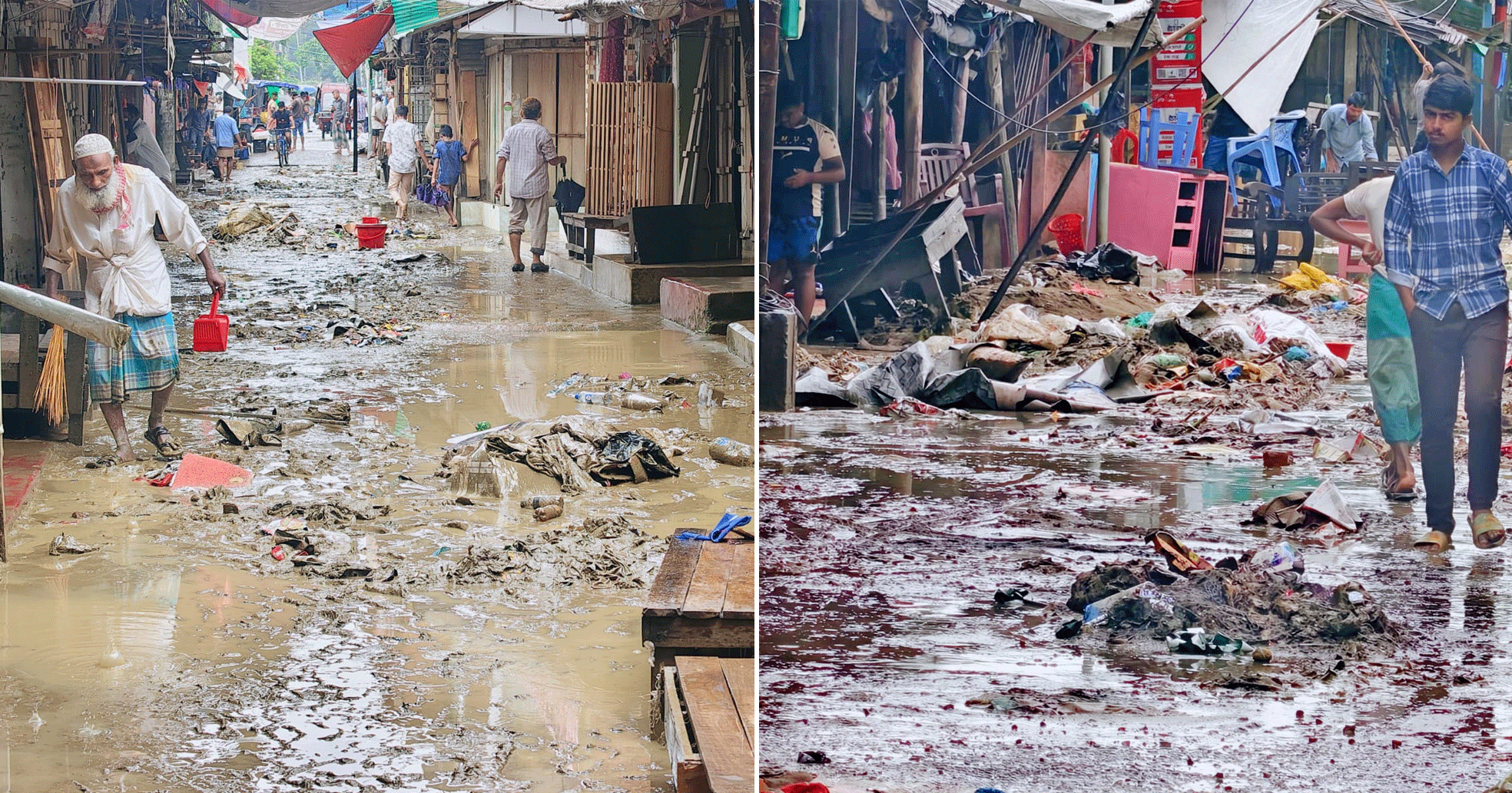 লামায় বন্যা-পরবর্তী চরম দুর্ভোগ, কাদা আর ময়লায় অবরুদ্ধ পৌর শহর