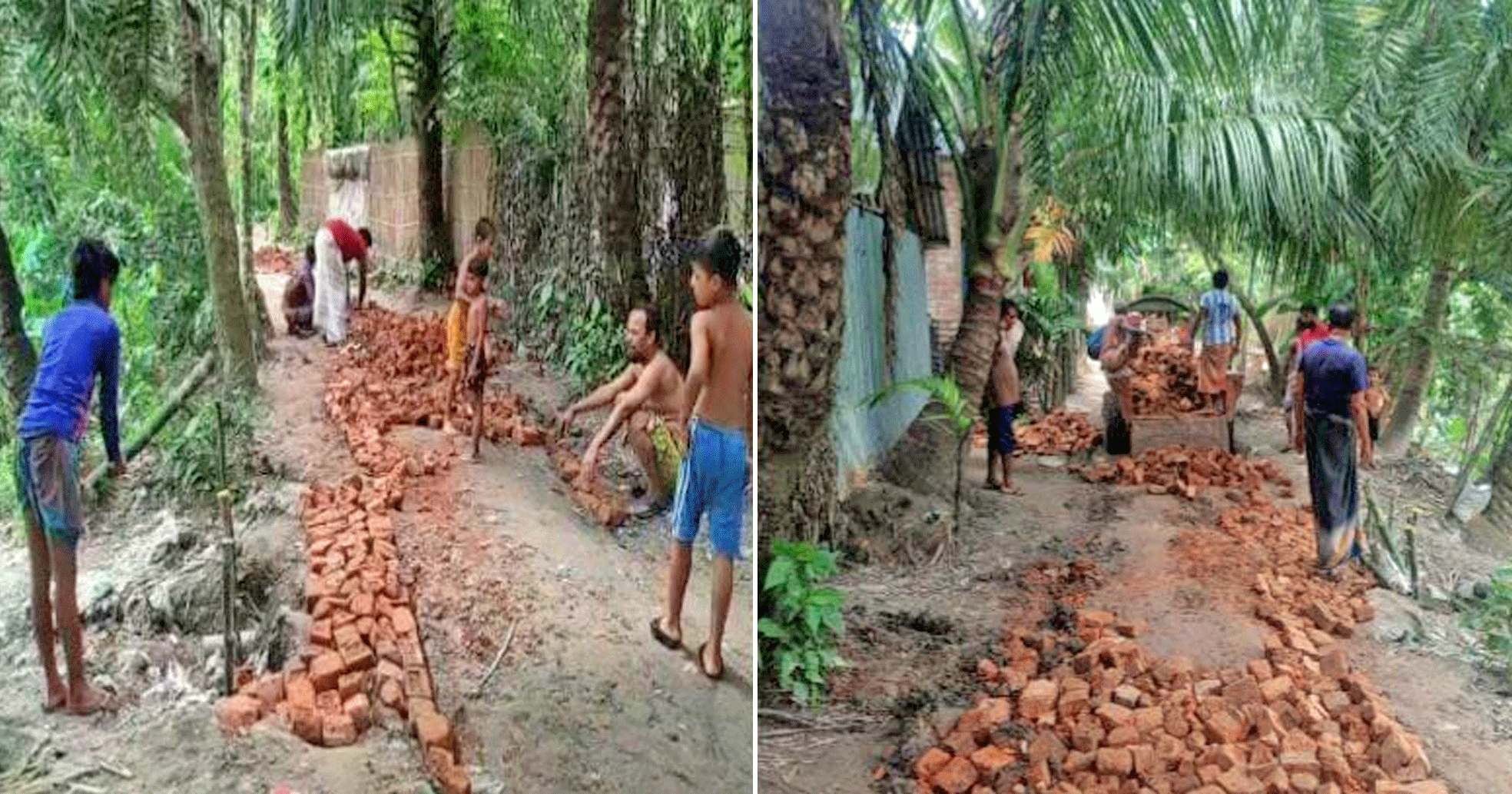 নলডাঙ্গায় গ্রামবাসীর মুষ্টির চাল ও স্বেচ্ছাশ্রমে রাস্তা সংস্কার