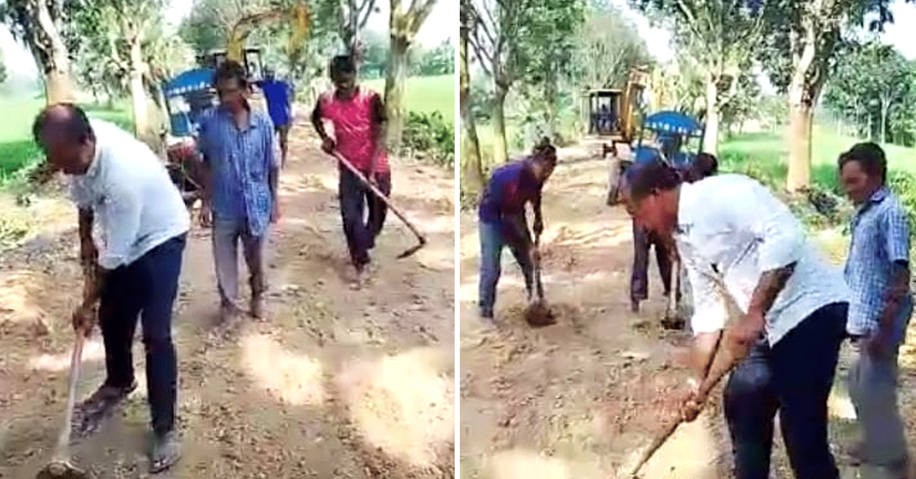 কোদাল হাতে নিজেই রাস্তা সংস্কার করছেন আমু মেম্বার