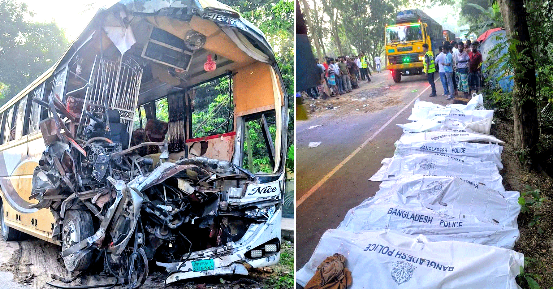 নাটোরে বাস- বালুবোঝাই ট্রাকের মুখোমুখি সংঘর্ষে নিহত ১১, আহত ২০